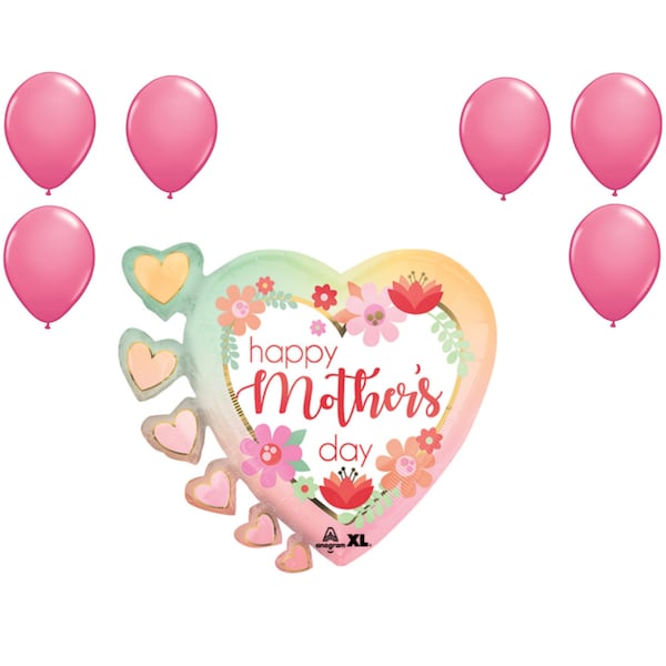 Loonballoon Mother's Day Theme Balloon Set, 24 Inch Mother's Day Filtered Ombre Balloon and 6x Latex Balloons 97743 - main