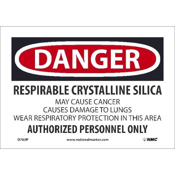Nmc Respirable Crystalline Silica Sign, D703P D703P - main