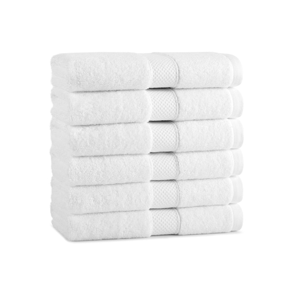Arkwright Home Egyptian Cotton Hand Towel 16x30 White - Pack of 6, 6PK P-EGYP-1630-WH - main