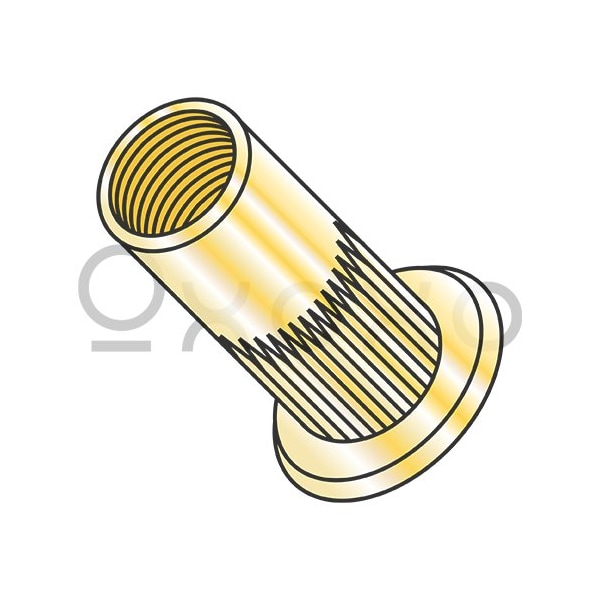 Oxoxo M5X0.8X3.20 Metric Flat Head Round Open-End Ribbed Thrded Insert Rivet Nut Steel Zinc Yell, 2000PK 540685 - main