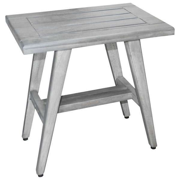 Homeroots 18" X 18" Gray Solid Wood Rectangular Shower Bench 383380 - main
