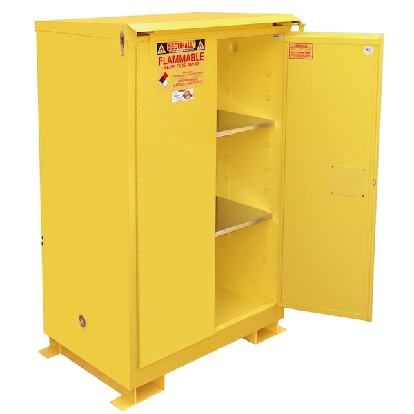 Securall Hazardous Material Storage Cabinet, 90 gal, 2 Shelves, Steel, 43 in W x 71 in H x 31 in D A390WP1 - main