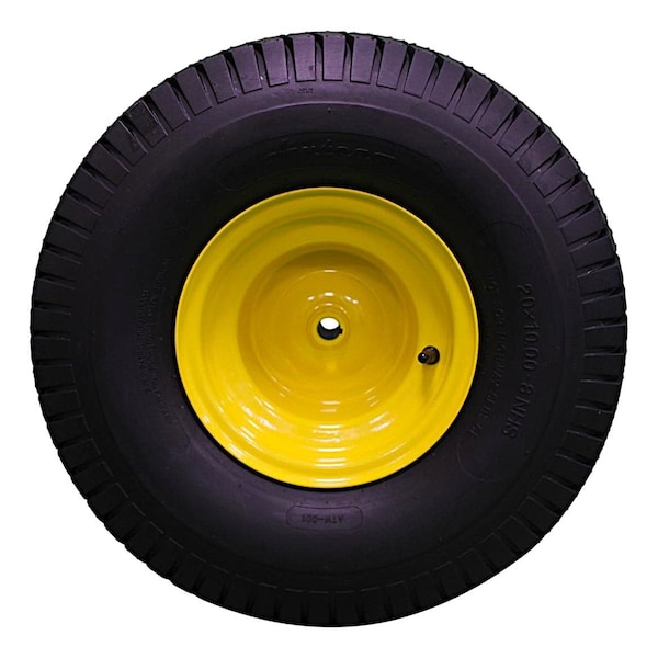 Antego 20 x 10-8 in Lawn Mower Tire & Wheel, 2 Ply, John Deere Yellow A87001800601022010008 - main