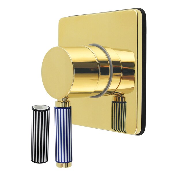 Kingston Brass Single-Handle Three-Way Diverter Valve with Square Trim Kit, Polished Brass KS3042KPS - main