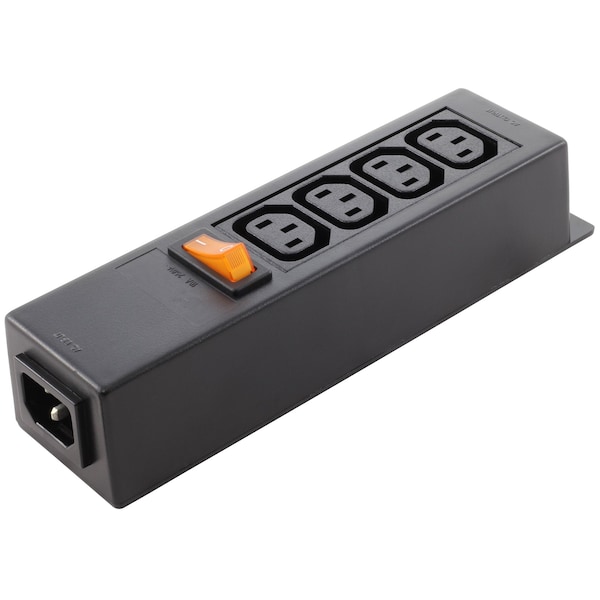 Ac Works 10A 250 Volt PDU Power Strip 7-1/2 in. Housing IEC C14 Inlet to, 4 IEC C13 Sheet F WS-045-0-4 - main