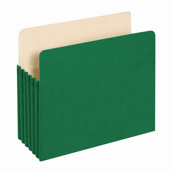 Pendaflex Reinforced File Pocket, 5.25in Expansion, Letter Size, Green 1534G GRE-10 - main