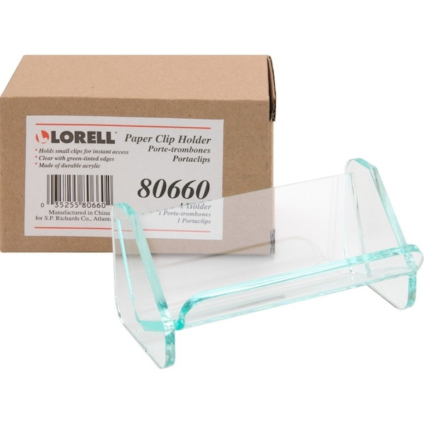 Lorell Paper Clip Holder 3-7/8" x 2-1/2" Transparent with Green Tint 80660 - main