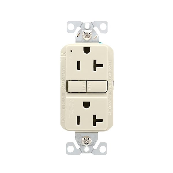 Eaton Wiring Devices Eaton Tamper-Resistant GFCI Receptacle, 125 V, 20 A, NEMA: NEMA 5-20R, Back, Side Wiring, Light Almond TRGF20LA - main