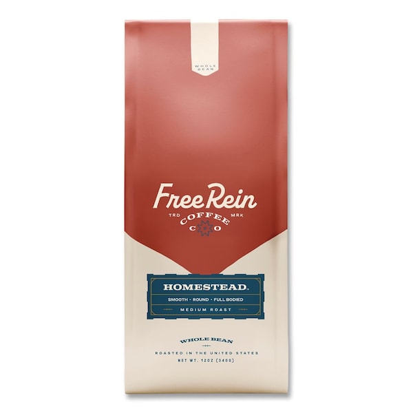 Free Rein Whole Bean Coffee, Homestead, 12 oz Bag FRE36401 - main