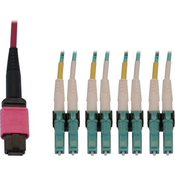 Eaton Tripp Lite Series 40/100G Multimode 50/125 OM4 Fiber Optic Cable 12F MTP/MPO-PC to 4x Duplex N845X-01M-8L-MG - main
