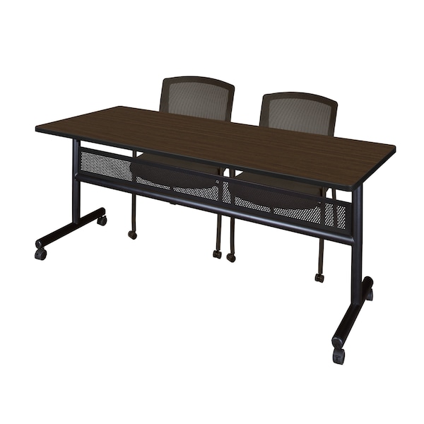Regency Kobe Flip-Top Training Nesting Table W/ Modesty Panel & 2 Knight Mesh Chairs, 72 in W, 24 in L MKFTM7224NW56CBK - main