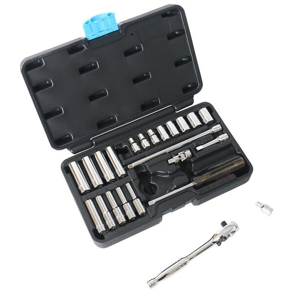 Vulcan Vulcan TS-24PC-V1 Metric Socket Set, Chrome Vanadium Steel, Polished, 24-Piece TS-24PC-V1 - main