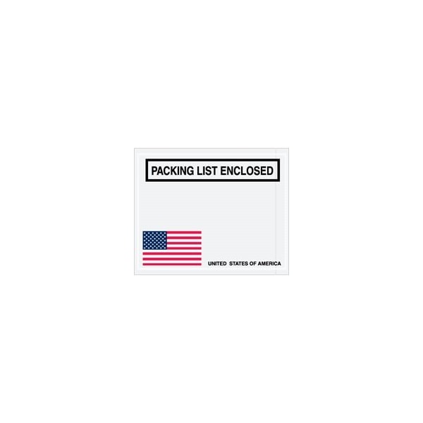 Bubblefast 4 1/2 x 5 1/2'' U.S.A. Flag ''Packing List Enclosed'' Envelopes, 1000PK BFPL465 - main