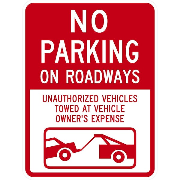 Lyle No Parking on Roadways Unauthorized Vehicles Towed At, 18x24, Non-Reflective, White G-11050-NA_18x24 - main