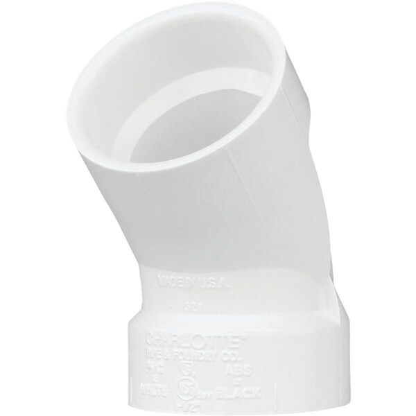 Charlotte Pipe And Foundry 1-1/2'' Schedule 40 45 Deg. Sanitary DWV PVC Elbow, 1/8 Bend PVC 00321 0800HA - main