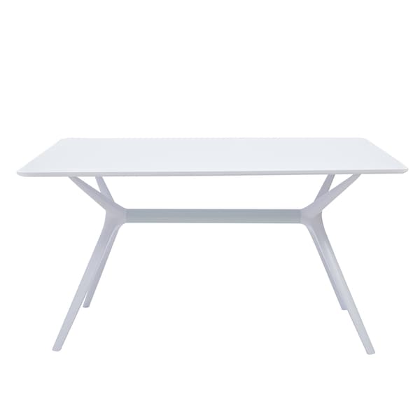 Homeroots 47" White Wood and Heavy Duty Plastic Trestle Base Dining Table 555180 - main