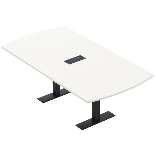 Skutchi Designs 6ft Arc Rectangle Conference Table With Power | Harmony Series | 6 Person Meeting Room Table HAR-AREC-48X72-T.BK-W960-EBLK - main