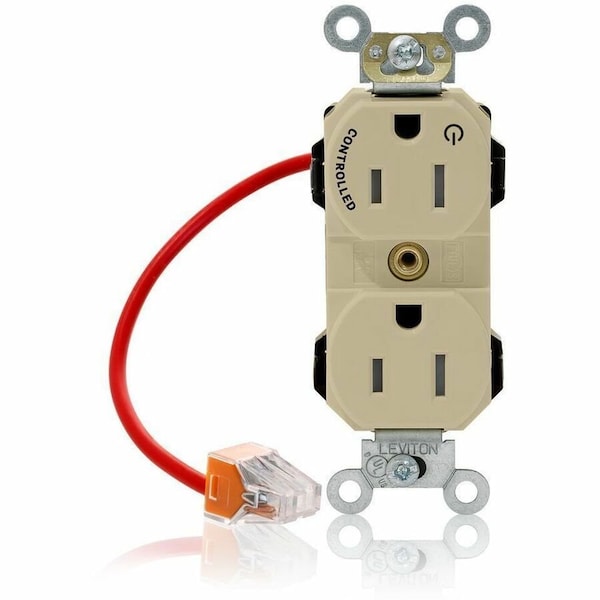 Leviton Straight Blade Receptacle, 5-15R, 15 A, 125V AC, Flush Mount, Self-Grounded M5262-1CI - main
