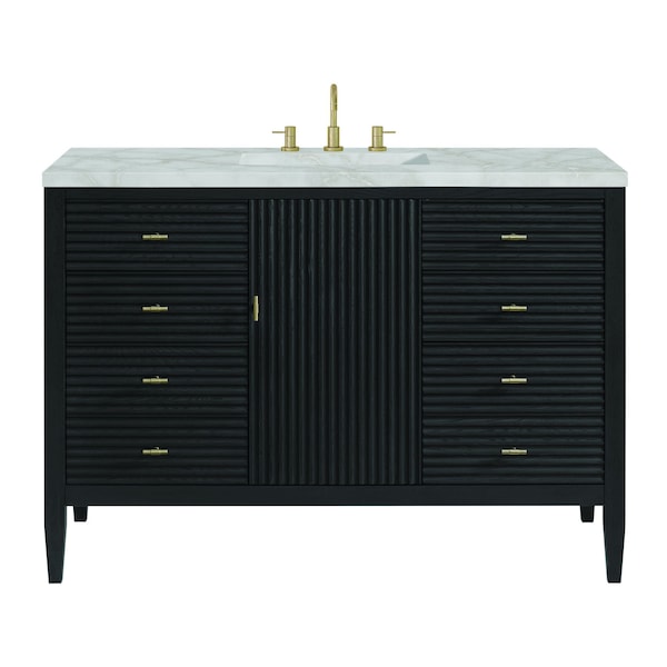 James Martin Vanities Myrrin 48'' Vanity, Carbon Oak w/ Victorian Sil Silestone Top w/FreePower Wireless Charger 485-V48-CBO-FVSL - main