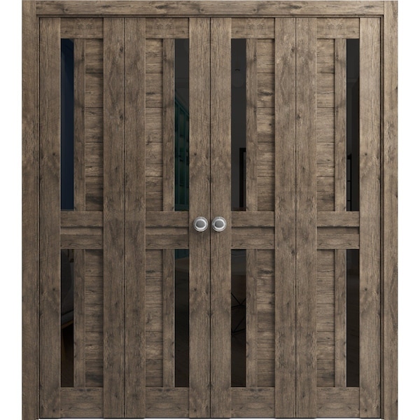 Sartodoors Sliding Closet Double Bi-fold Doors Oak Solid Core Modern Interior VEREGIO7588DBF-AKA-96 x 84 (4* 24x84) - main
