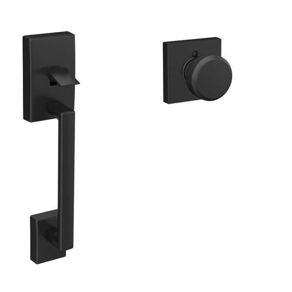 Schlage Residential Century with Bowery Knob with Collins Rose Bottom Half Handleset with 16080 Latch and 10063 FE285CEN622BWECOL - main