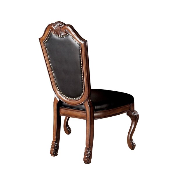 Homeroots Set of Two Black and Redwood Upholstered Faux Leather And Solid Wood Dining Side Chairs, 2PK 573410 - main