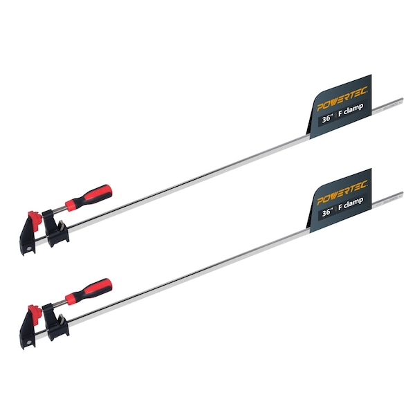Powertec 36 in. Steel Bar Clamps w/ 600 lbs Loads Limit & 2-1/2 in. Throat, Quick-Release F Clamp, 2PK 71920N - main