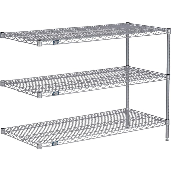 Global Industrial Nexel 3 Shelf, Nexelate Silver Epoxy Wire Shelving Unit, Add On, 24"W x 14"D x 34"H B3151848 - main
