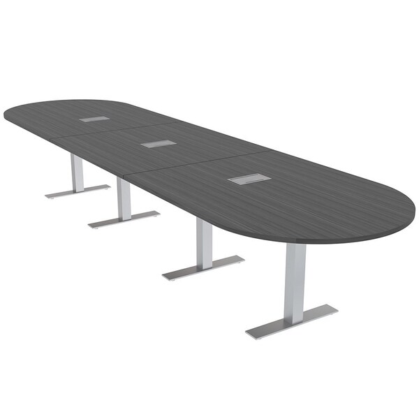 Skutchi Designs 16ft Conference Table With Power Unit | 16 Person Modular Racetrack Meeting Table | Harmony Series HAR-RAC-48X192-T-WA7949-ESIL - main