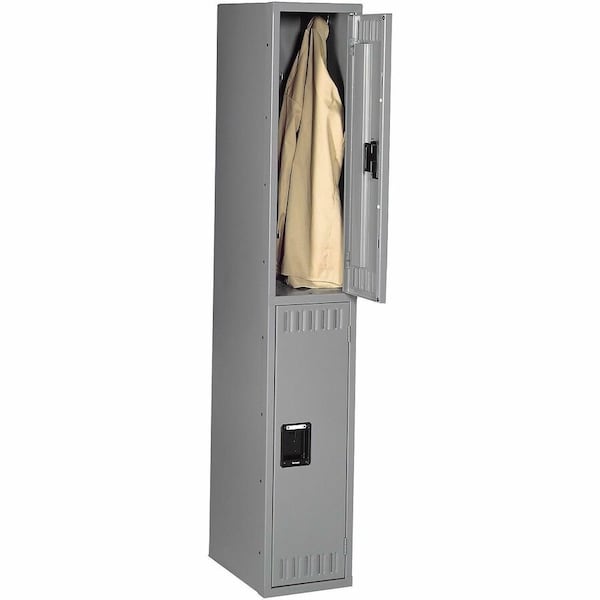 Tennsco Wardrobe Locker, 12 in W, 18 in D, 36 in H, (1) Wide, (2) Tier, Medium Gray DTS-121836-AMG - main