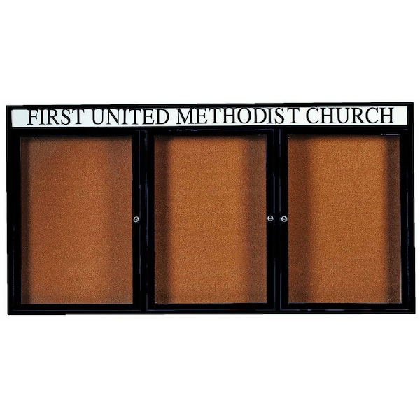 Aarco Illuminated Enclosed Bulletin Board w/ Header Bronze Anodized Al Frame, 36''Hx72''W DCC3672-3RHIBA - main