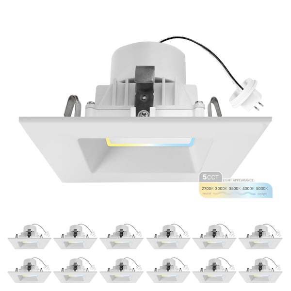 Nuwatt 4 Inch Square MR16 LED Retrofit 12v Recessed Downlights, 2700K-5000K, 660LM, GU5.3 Base, 12PK NW-SQDL-4-MR16-LV-5CT-WH-12P - main