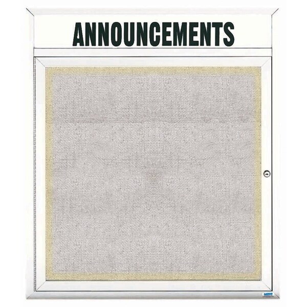 Aarco Illuminated Outdoor Enclosed Bulletin Board w/ Al Frame Header, Powder Coated White, 36''Hx30''W ODCC3630RHIW - main