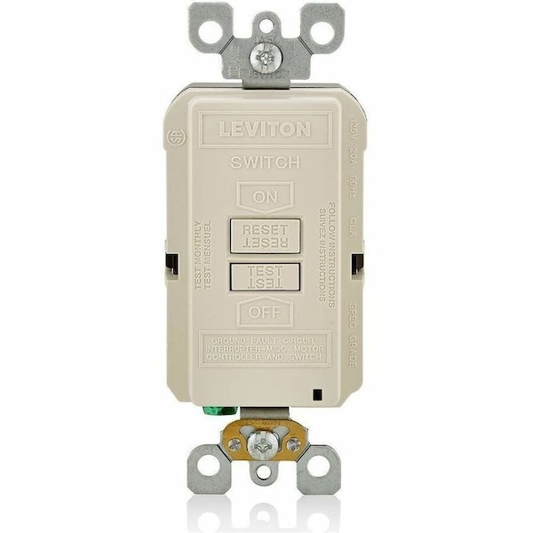 Leviton GFI Receptacle, Lt Almnd, PlyCrbt, Bck;Sd GFRBF-T - main