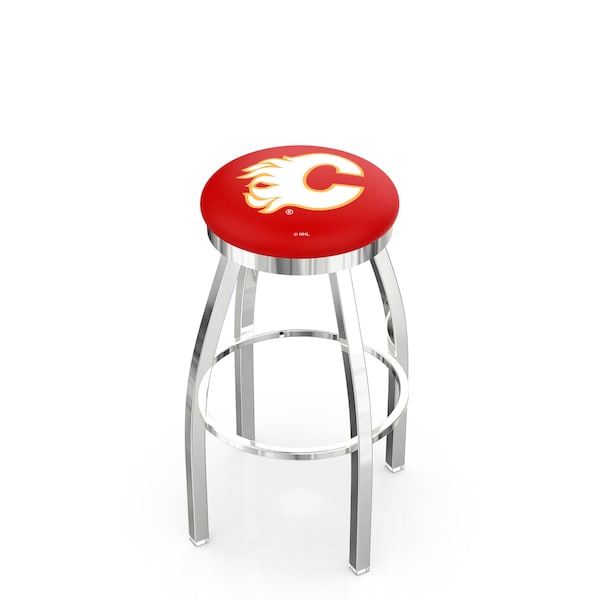 Holland Bar Stool Co 30" Chrome Calgary Flames Swivel Bar Stool, Accent Ring L8C2C30CalFla - main