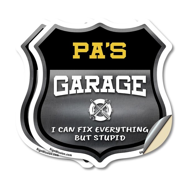 Signmission Pa's Garage I Can Fix Everything But Stupid, 12 inch X 12 inch, Vinyl Decal, 2PK SHI-D-2PACK-12-490-PA - main