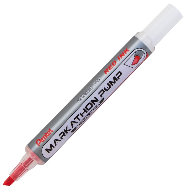 Pentel Markathon Pump Dry Erase Marker, Chisel Tip, Red Ink, 12PK MWL6SX-B - main