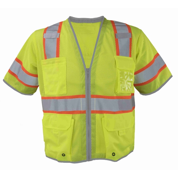Ironwear Two-Tone Hi-Vis Safety Vest w/Sleeves M Class 3 , Zipper 6 Pockets, ID Window 1299-LZ-RD-CID-MD - main