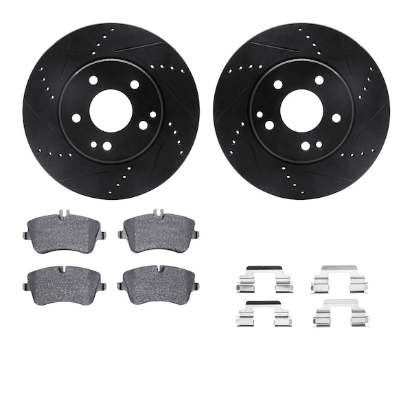 Dynamic Friction Co DFC Rotors-Drilled & Slotted-Black w/ EURO 5000 Ceramic Brake Pads Incl Hdw 8612-63059 - main
