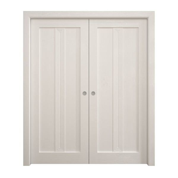 Sartodoors Sliding French Double Pocket Doors 48 x 84 inches, Ego 5006 Painted White Oak, Kit Rail Hardware , EGO5006DP-PWO-4884 - main