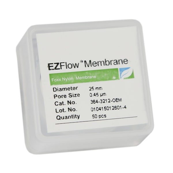 Foxx Life Sciences EZFlow Nylon Hydrophilic Membrane Filters, 0.45 um, 25 mm Diameter Filter Discs, 50PK 364-3212-OEM - main