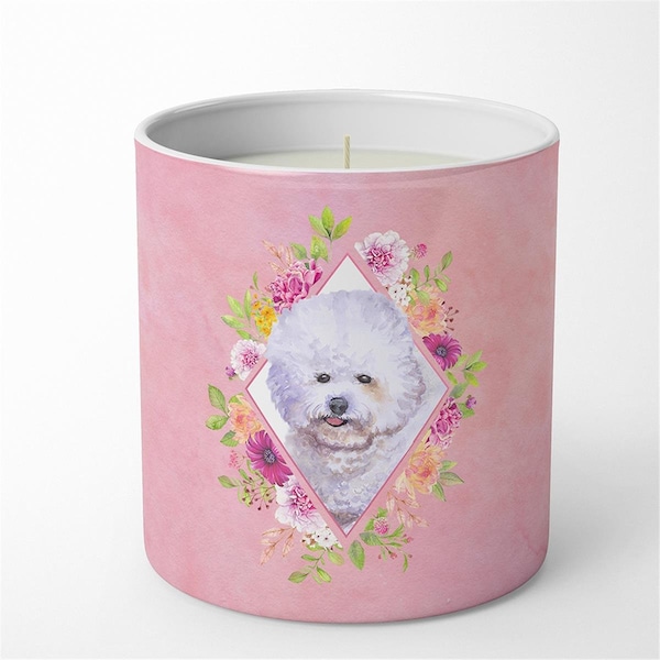 Carolines Treasures 10 oz Bichon Frise No.2 Pink Flowers Decorative Soy Candle CK4120CDL - main
