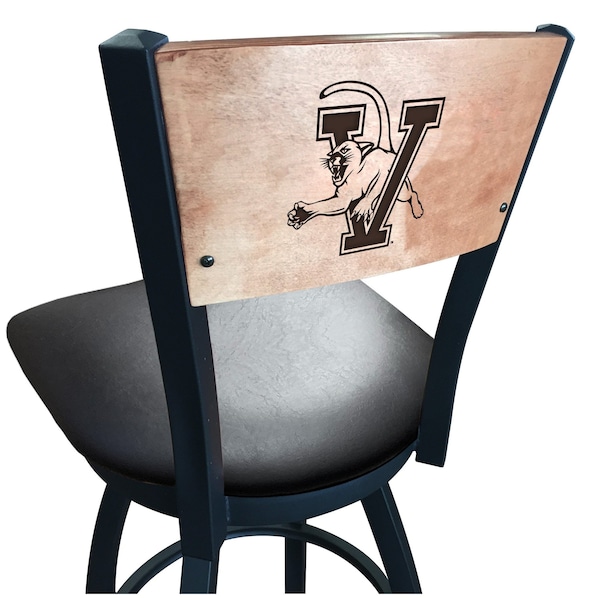 Holland Bar Stool Co 36" Blk Wrinkle Vermont Swivel Bar Stool, Laser Engraved Back L03836BWMedMplAVermntBlkVinyl - main