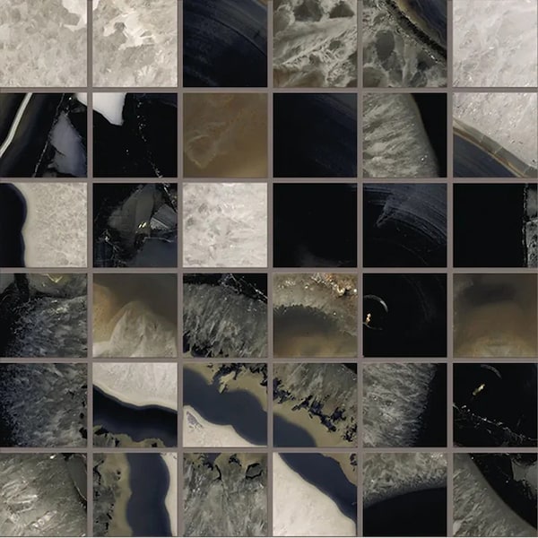 Apollo Tile Splendor 12x12 Black Porcelain Mosaic Natural Agate Wall and Floor Tile (4.84 sq ft/case), 5PK APLIMPAGTBLKMO - main