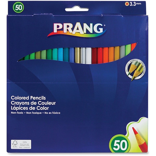 Dixon Ticonderoga COLORED WOODCASE PENCILS, 3.3 MM, 50 ASSORTED COLORS/SET 22480 - main