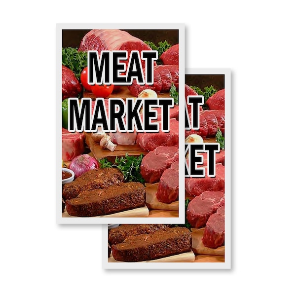 Signmission Meat Market, Vinyl Decals Only 24 Inch x 36 Inch, Vinyl Decal, 2PK DSB-2436-2PACK-Meat Market - main