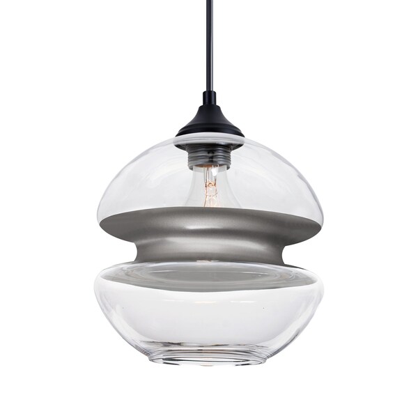 Besa Lighting Besa Hula 8 Outdoor Pendant, Clear/Silver, Black Finish, 1x 8W LED Filament OP-HULA8SL-EDIL-BK - main