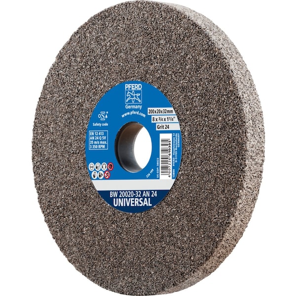 Pferd PFERD Vitrified Bench Wheel, UNIVERSAL, 8in x 3/4 x 2, 36 Grit, Aluminum Oxide 61677 - main