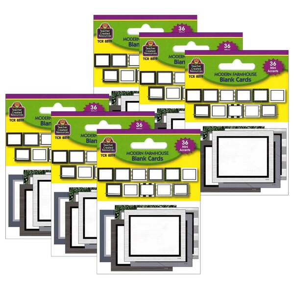 Teacher Created Resources Modern Farmhouse Blank Cards Mini Accents, 36-Piece Set, 6PK 8519 - main