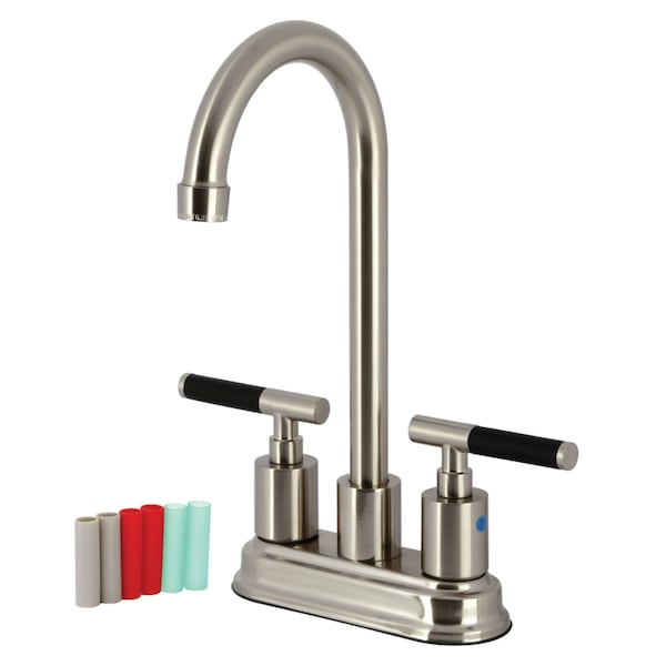 Kingston Brass Double-Handle 4" Centerset Bar Faucet, Brushed Nickel KB8498CKL - main